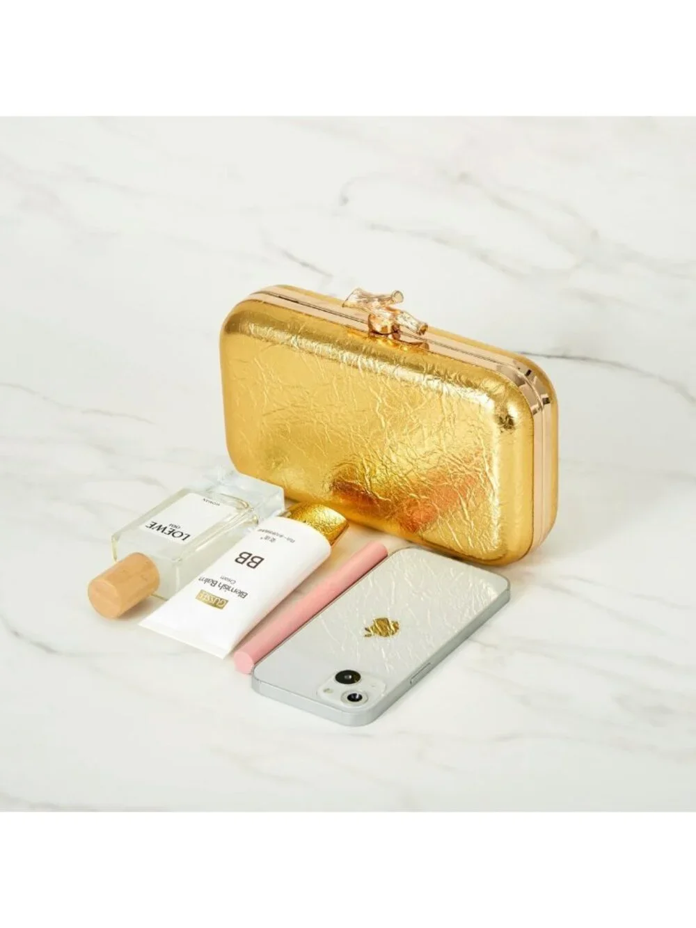 Chic Gold Metallic Woven Clutch Purse | Stylish Evening Shoulder Box Bag